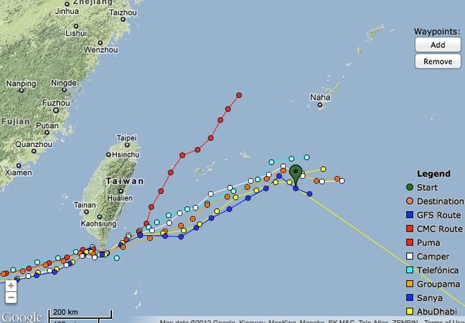 Volvo Ocean Race - Leg 4 Day 4 high level view of fleet positions - as Puma heads north east semingly away from Auckland. © PredictWind.com www.predictwind.com